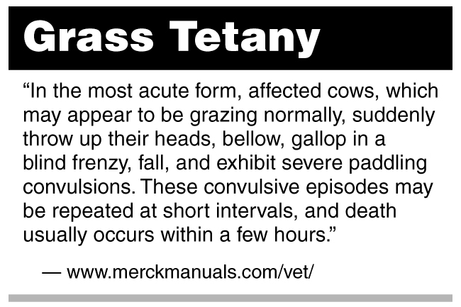 Grass Tetany - signs and symptoms