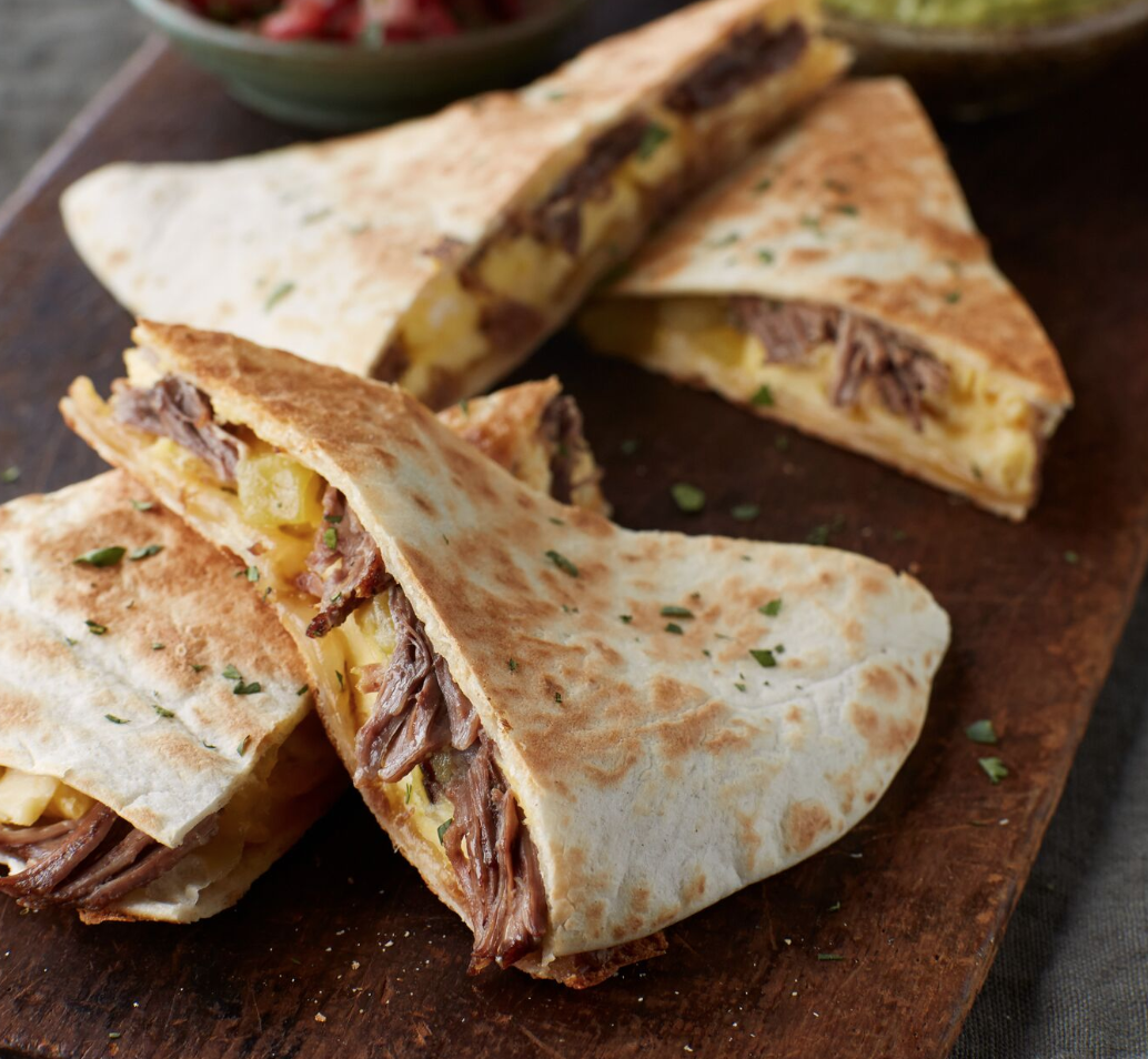 Shredded Beef and Egg Quesadillas